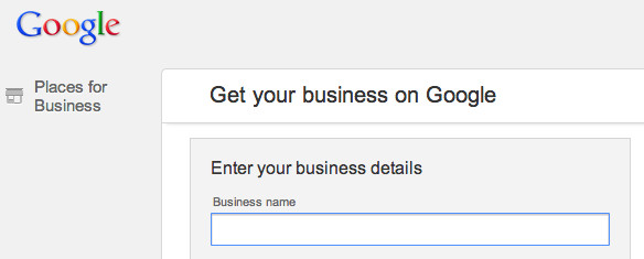 Google business place page sign-up form